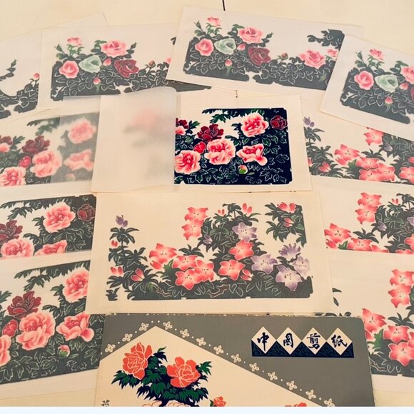 VINTAGE Antique Chinese Floral Folk Paper Cuts